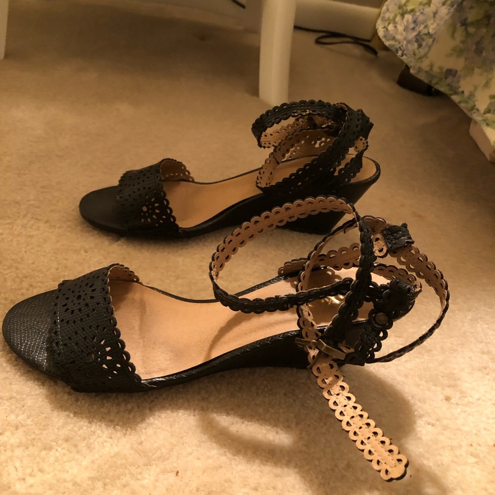 Black wedge sandals